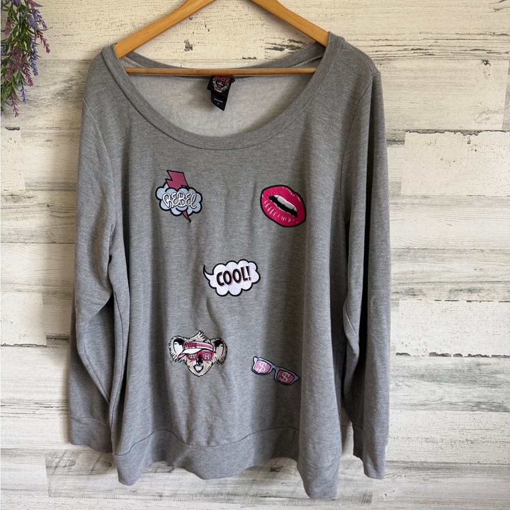 Torrid Rebel Wilson Patch Sweatshirt Gray Size 3 Plus Size